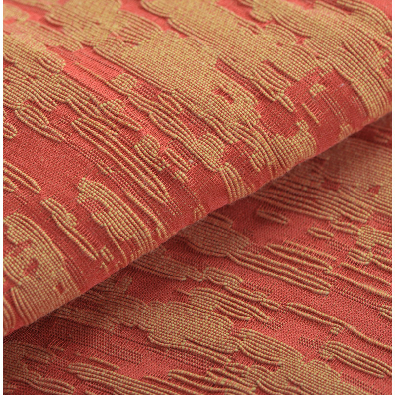 Benin Abstract Ruffled Window Valance, Burnt Ochre