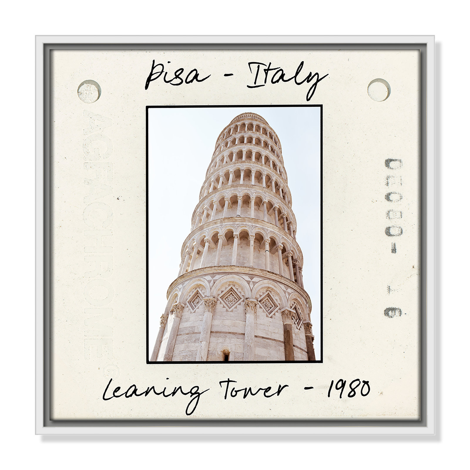 Ritona "Pisa, Italy - Leaning Tower" Print, White Floater Framed Canvas, 17.5" H x 17.5" W x 2" D