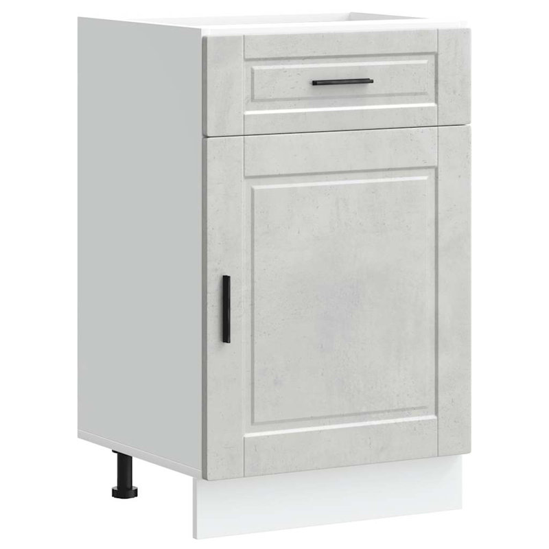 Latitude Run Kitchen Corner Base Cabinet Porto Engineered Wood, 50 x 46 x 81.5 cm, Concrete Grey