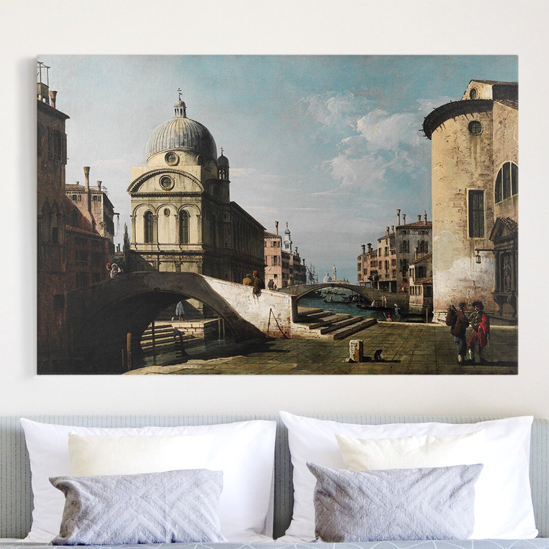 Leinwandbild Venezianisches Capriccio mit Ansicht von Santa Maria Dei Miracoli von Bernardo Bellotto