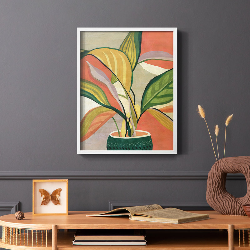 «Pots Bird of Paradise», reproduction encadrée en bois massif, Blanc, H 14 po x l 11 po