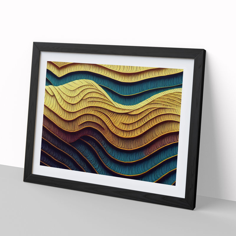 Stupendous Modern Abstract Art - Single Picture Frame Print, Black, 46cm H x 64cm W x 2cm D