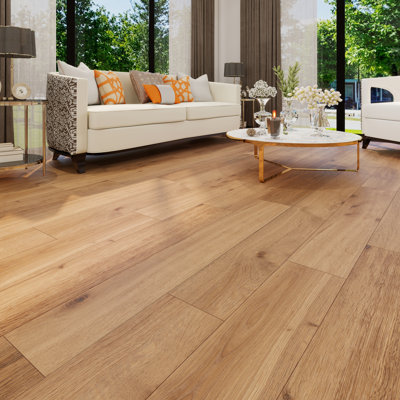 7 In. X 48 In. 9.5Mm Waterproof Hybrid Rigid Core Flooring With IXPE Pad AC4 Wear Layer