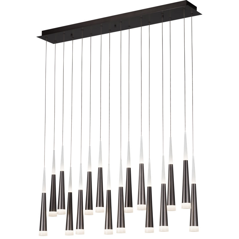 Lustre à 10 lumières DEL Kesean, Gris foncé satiné, 16 lumières