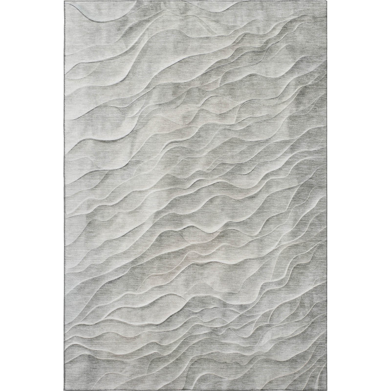Premium Machine Washable Harjo AMF1614 Waves Rug, Rectangle 10' x 14'