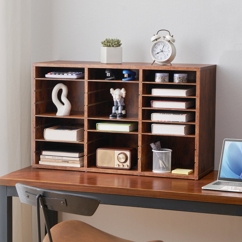 Classeur en bois avec 36 compartiments et tablettes réglables , H 19,3 po x l 31,5 po x P 11,7 po, Brun