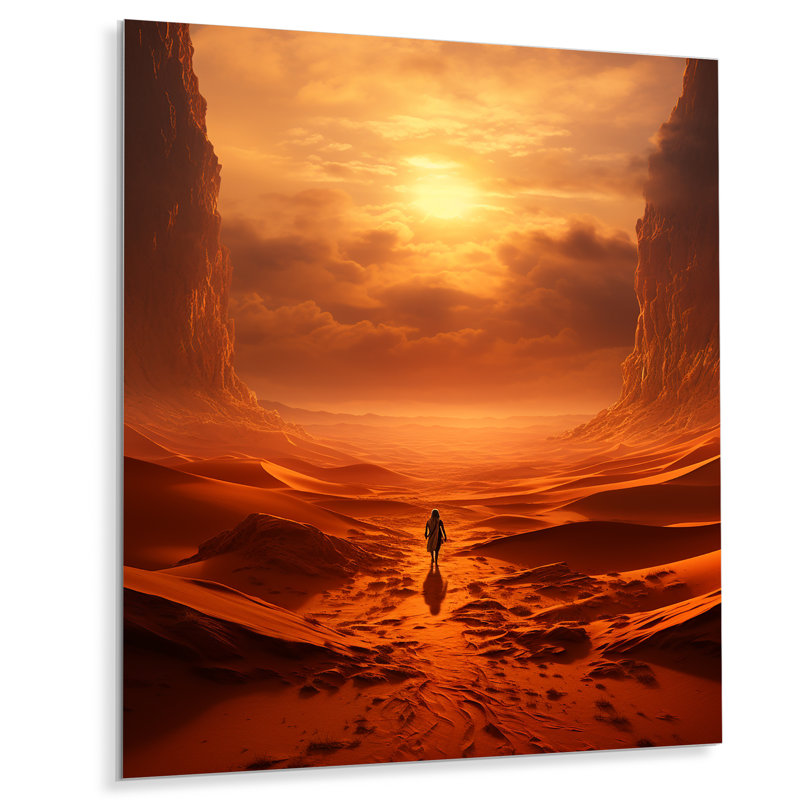 Décoration murale Solitiude Desert Sunset - Canyon et désert en métal, H 32 po x l 24 po x P 1 po