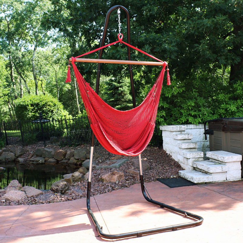 Chaise hamac suspendue avec support réglable Poe - bleu ciel, Bleu clair