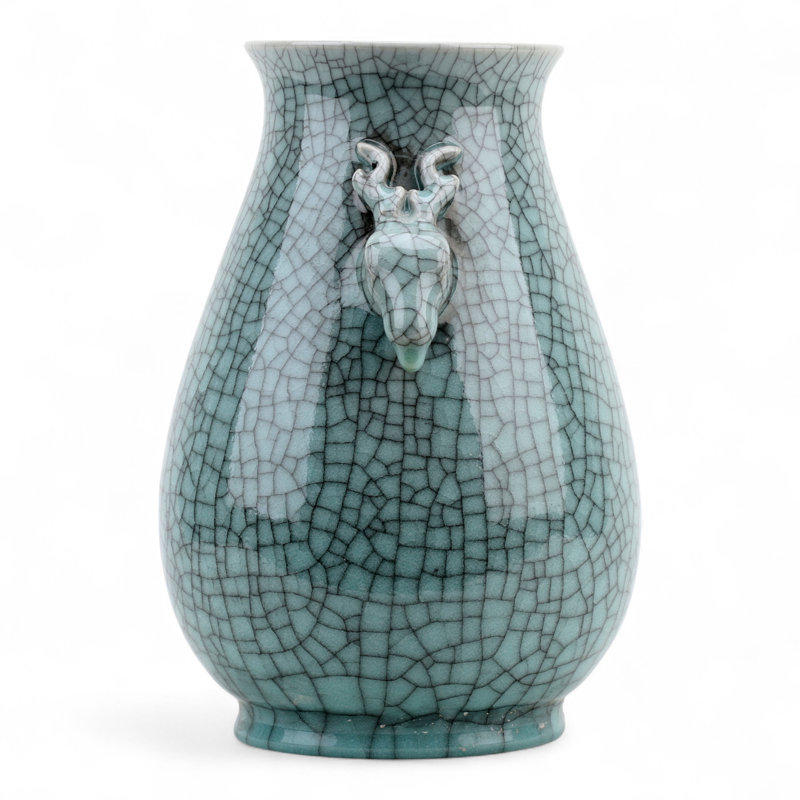 Porcelain Deer Head Handled Vase