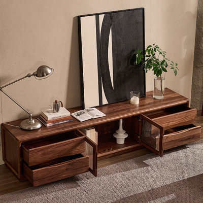 Light luxury black walnut TV cabinet