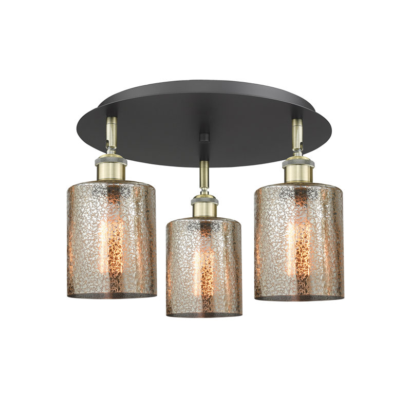 Dublin Glass Semi Flush Mount, Mercury, Black Antique Brass