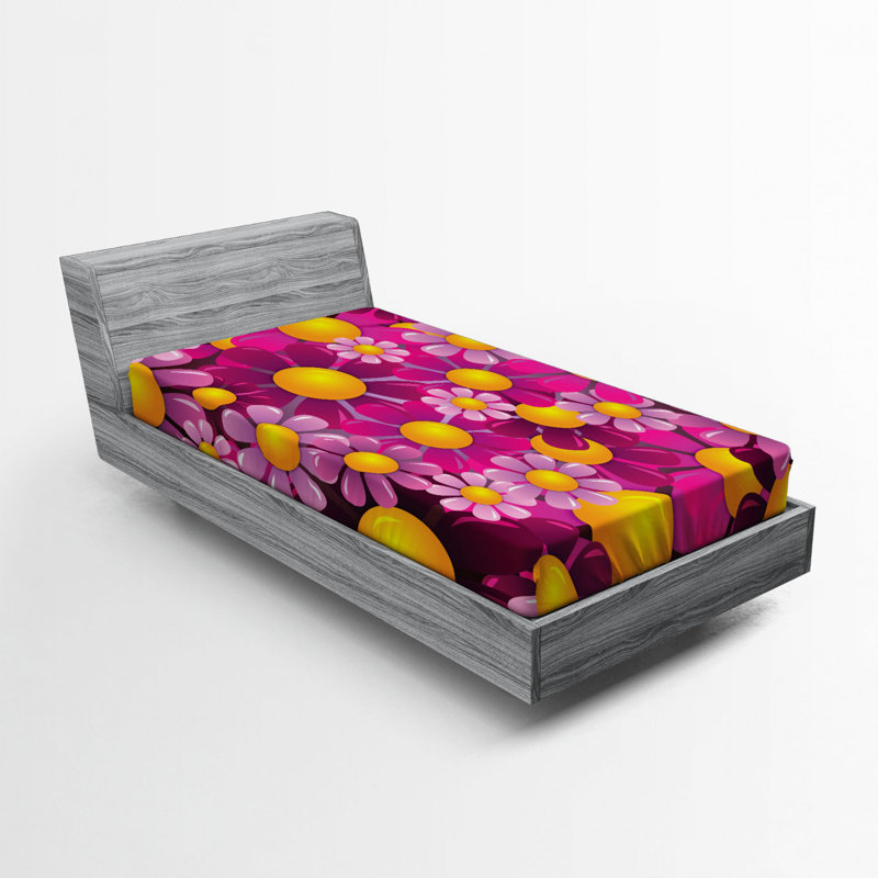 Microfiber Floral Fitted Sheet, Twin XL Fitted Sheet, Hot Pink Floral