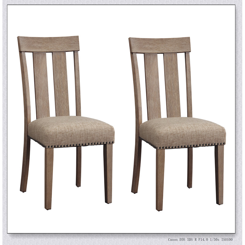 Ensemble de 2 chaises d'appoint à dossier ouvert beige et érable