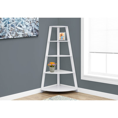4 Tier White For Living Room - Contemporary Bookcase With Stable Support Den