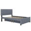 Lit plateforme double, structure de lit tapissier en bois avec lit gigogne simple et tête de lit capitonnée verticale-107261875
