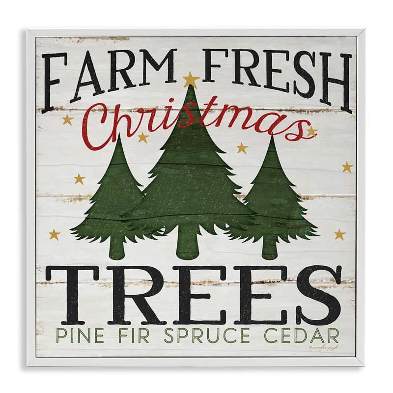 «Farm Fresh Christmas Trees», impression, H 17 po x l 17 po, Giclée encadrée blanc bord de mer