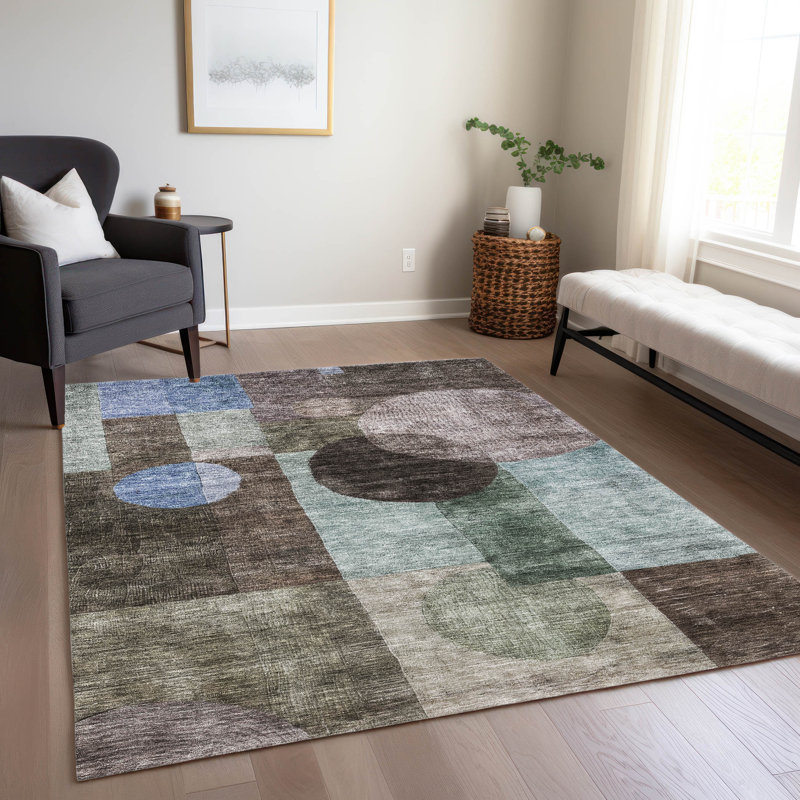 Tapis brun intérieur / extérieur lavable à la machine Chantille ACN1114, Rectangle 10 pi x 14 pi