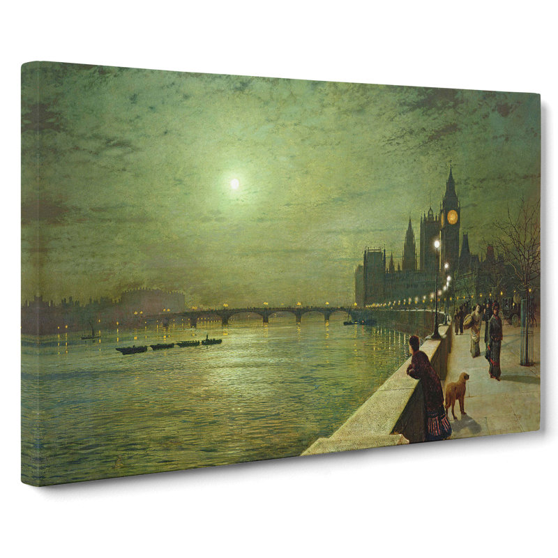 Reflections On The Thames by John Atkinson Grimshaw - Wrapped Canvas, 40cm H x 60cm W x 3cm D