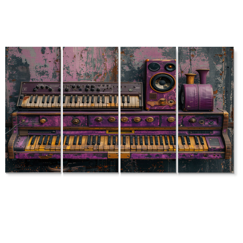 «Purple Gold Music Instument», ensemble de reproductions d'art mural, H 32 po x l 64 po