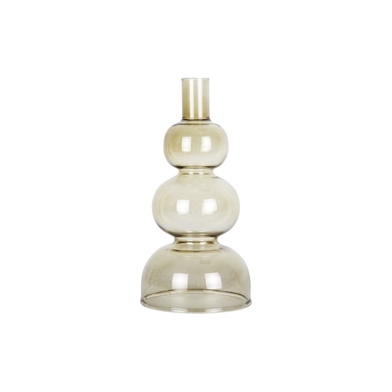 Glass Tabletop Candelabra, Moss Green, 20cm H x 10cm W x 10cm D