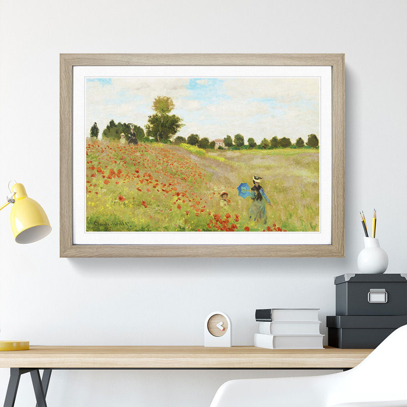 Poppy Field Vol.2 by Claude Monet - Picture Frame Painting, Oak Framed, 27cm H x 36cm W x 2cm D