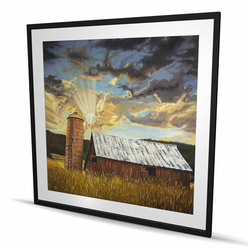 Hay Barn - Architecture Mountains, reproduction encadrée avec passe-partout, H 48 po x l 48 po