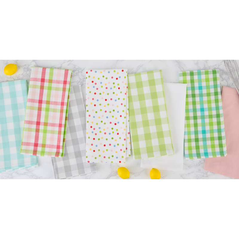 WHITE FLAT WEAVE DISHTOWEL SET OF 6, Set of 3, Pink