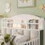 Lit plateforme en métal pour deux enfants avec éclairage intégré, panneau rembourré et tête de lit avec rangement, blanc-1260896241-1260896255