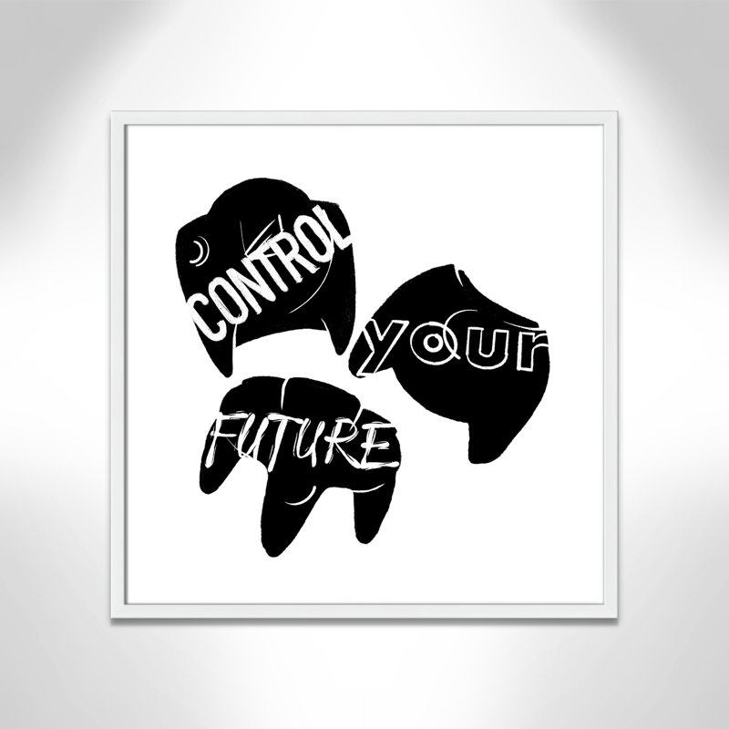 «Control your future», art encadré, H 27,5 po x l 27,5 po x P 1,19 po, Encadré de boîte blanc