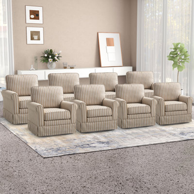 33.1"W Morden Linen Striped Swivel Upholstered Arm Accent Chair (Set of 8)