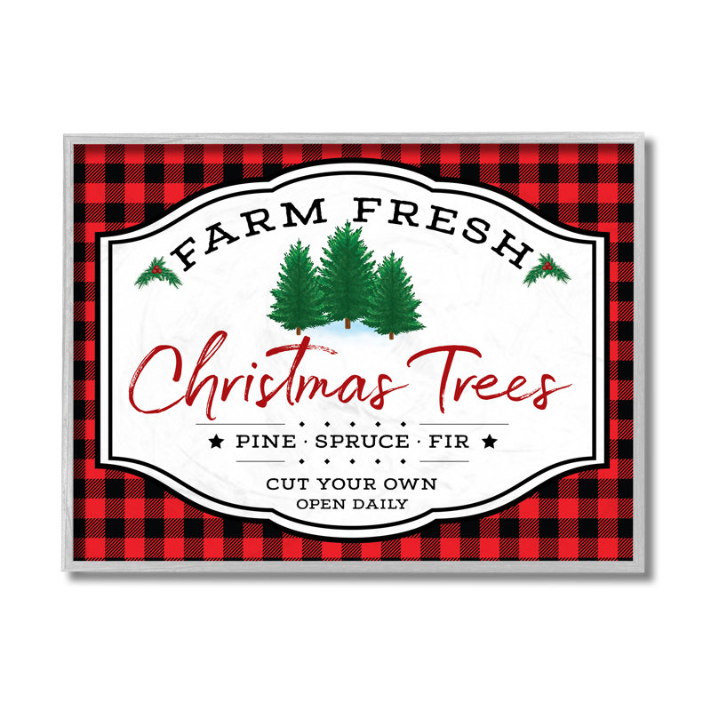 Plaque d'arbre de Noël Farm Fresh, H 11 po x l 14 po, Estampe numérique Farmhouse