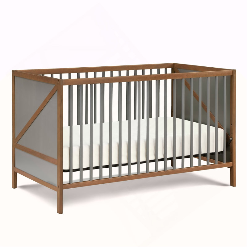 Pixie Zen 3-in-1 Crib in Walnut/Charcoal, Walnut Brown