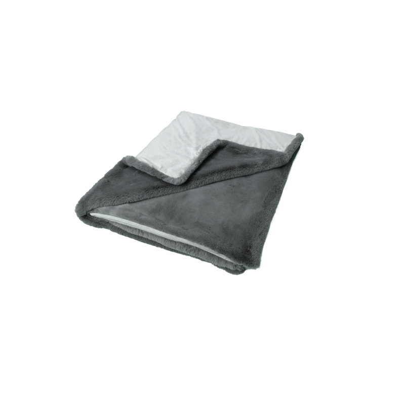 Jeté en fausse fourrure Cozy, Gris