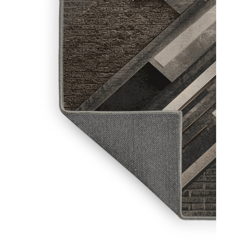 Tapis gris doux moelleux en brique industrielle Eatman, 4' Square