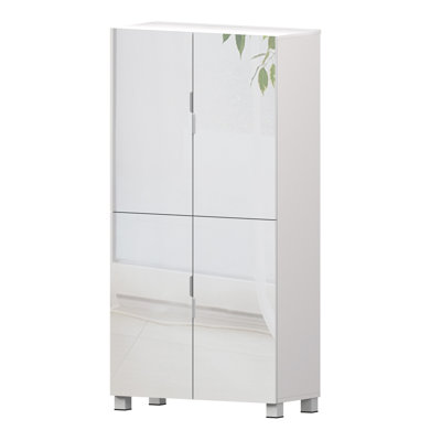 Hokku Designs Tall Shoe Cabinet With Full Length Mirror, Tiers