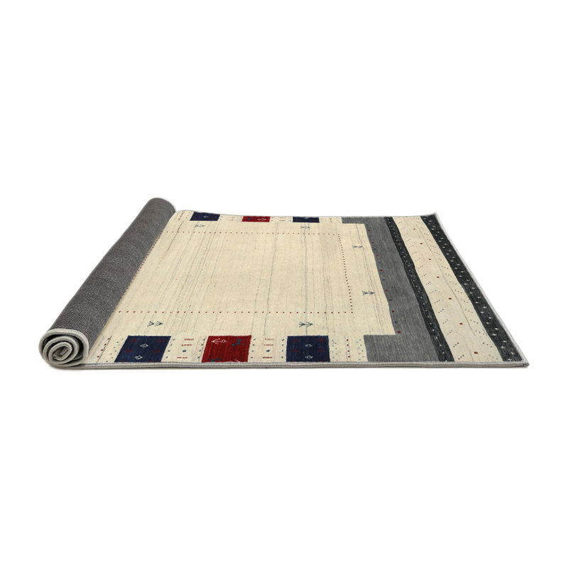 Tapis contemporain ivoire / gris, Rond 4 pi