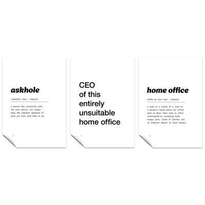CEO of This Entirely Unsuitable Home Office, and Home Office Dictionary Definition 3 Piece Wrapped Canvas Wall Art