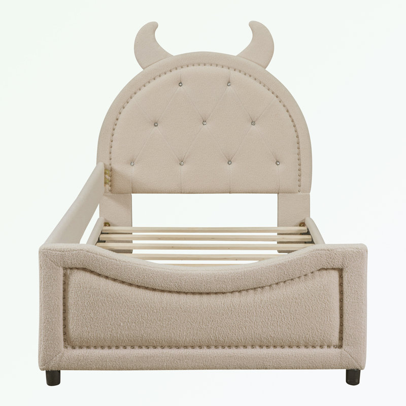 Lit de jour rembourré Bariola avec tête de lit OX, Beige