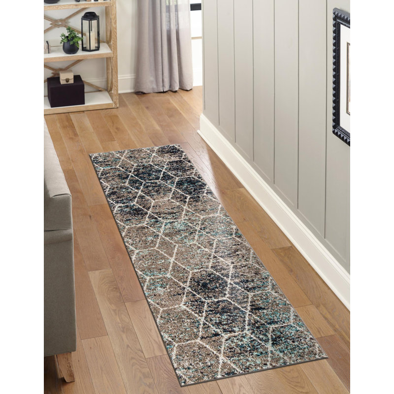 Tapis gris Johnstonville, Tapis de couloir 2 pi x 6 pi 1 po