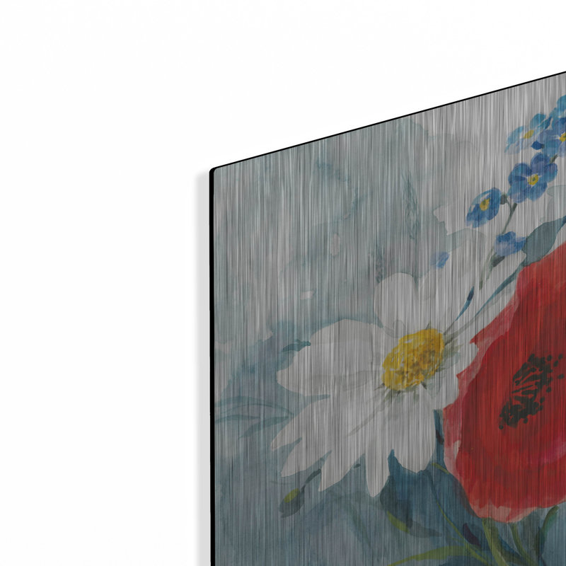 Art mural en métal «Red White And Bloom» par Danhui Nai, H 12 po x l 12 po