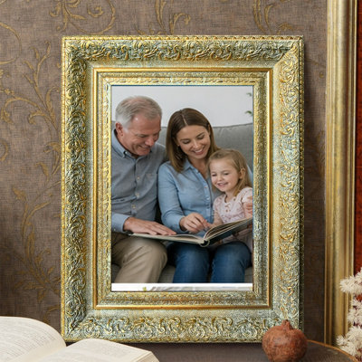 Cadre photo mural 3 pièces 5 "x 7" doré antique pour affichage mural et de table