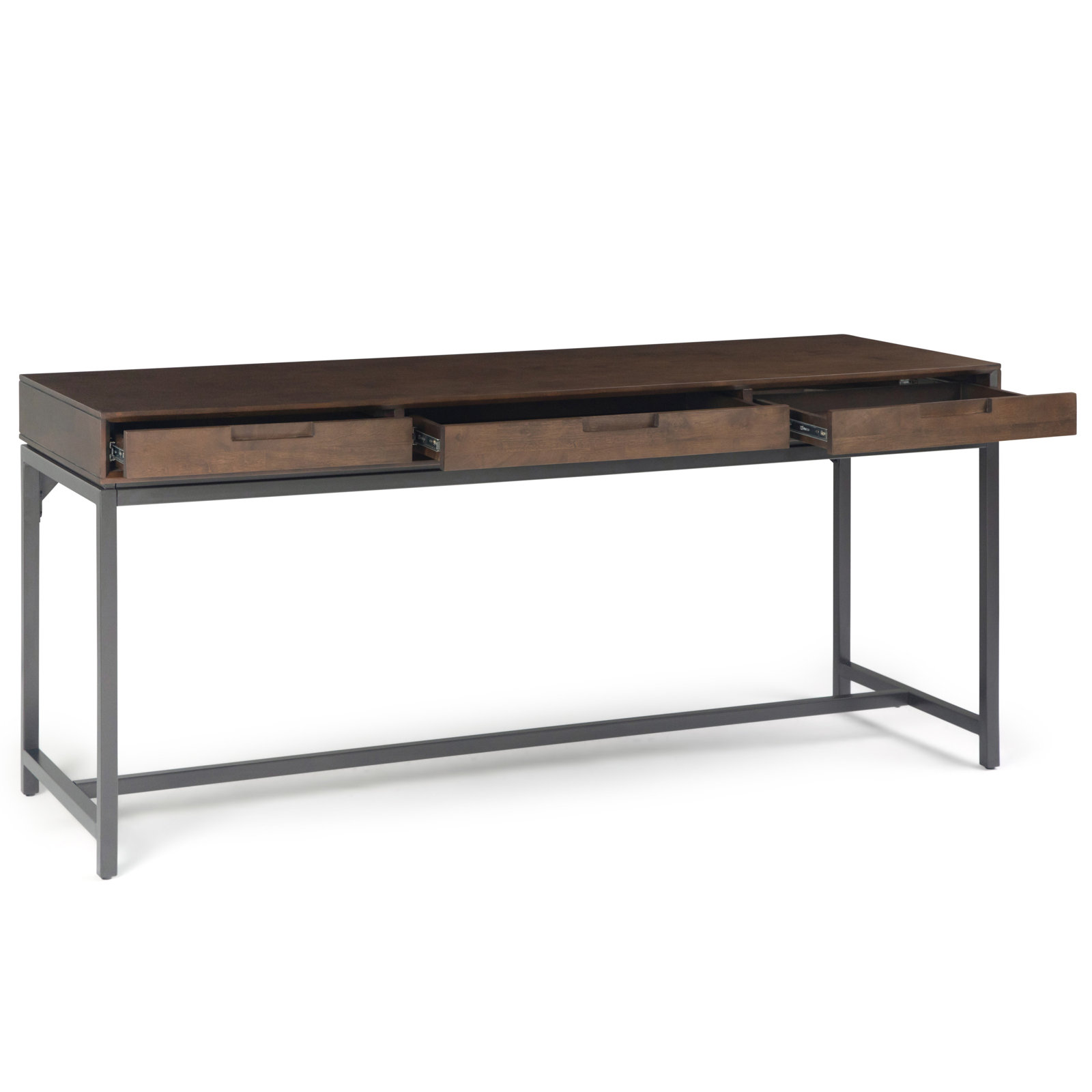 Lars Writing Desk, Walnut Brown/Black, 31.50" H x 72" W x 24" D
