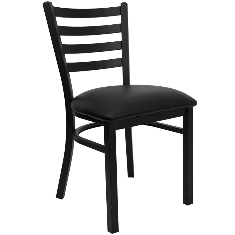 Kendall Commercial Grade Modern Ladder Back Metal Restaurant Chair by Flash Furniture, Black, Black