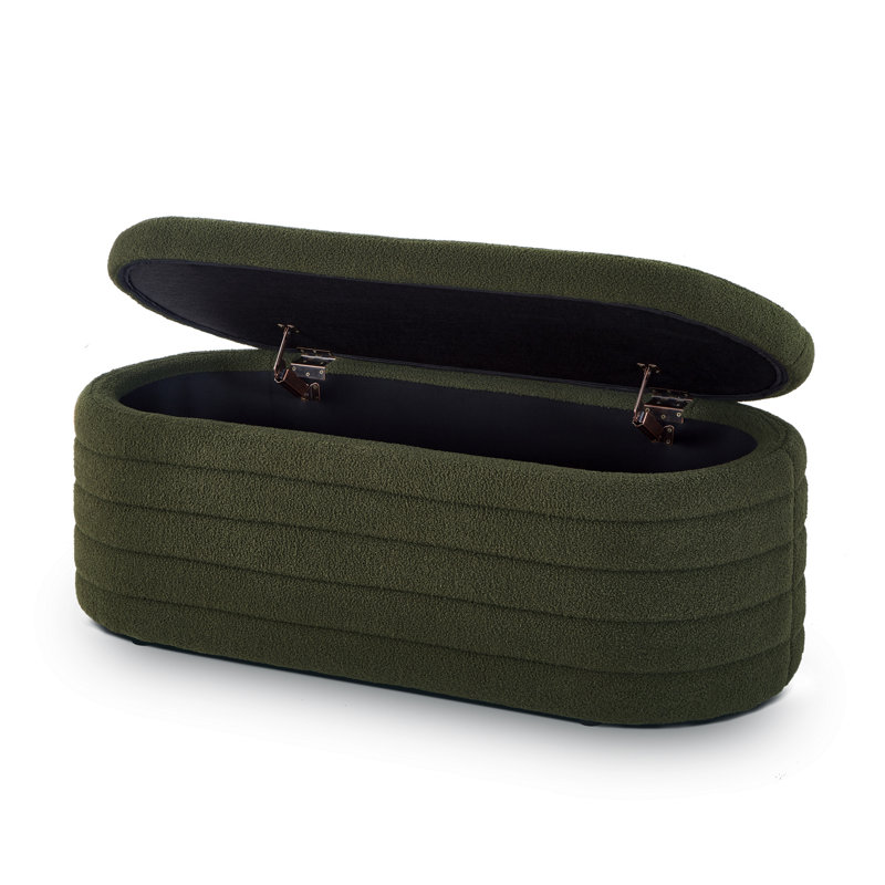 Banc de rangement avec repose-pieds Skandar, Vert foncé