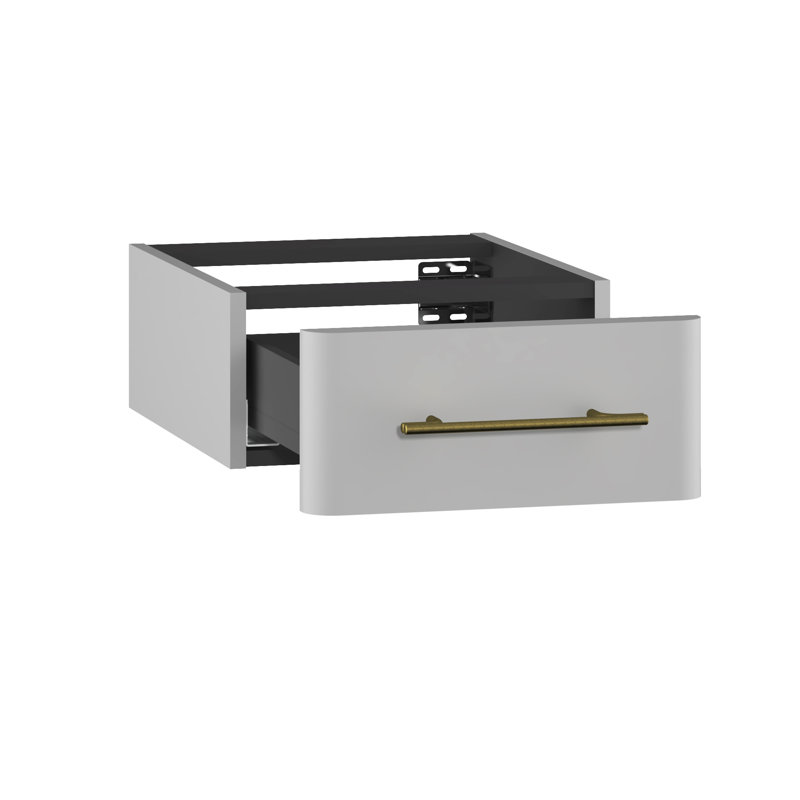 Ashaud Bathroom Storage Cabinet, Pearl Grey Supermat/Gold