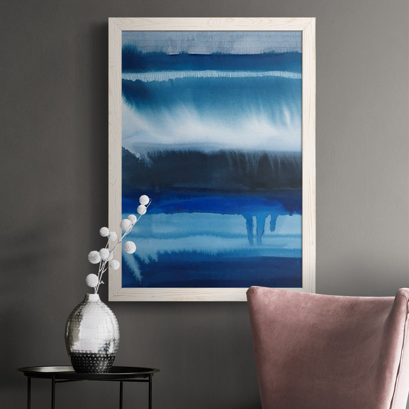 Letourneau Deep Blue Shore II, peinture sur toile encadrée, Toile avec cadre blanc, H 37,5 po x l 27,5 po, Pas de tapis