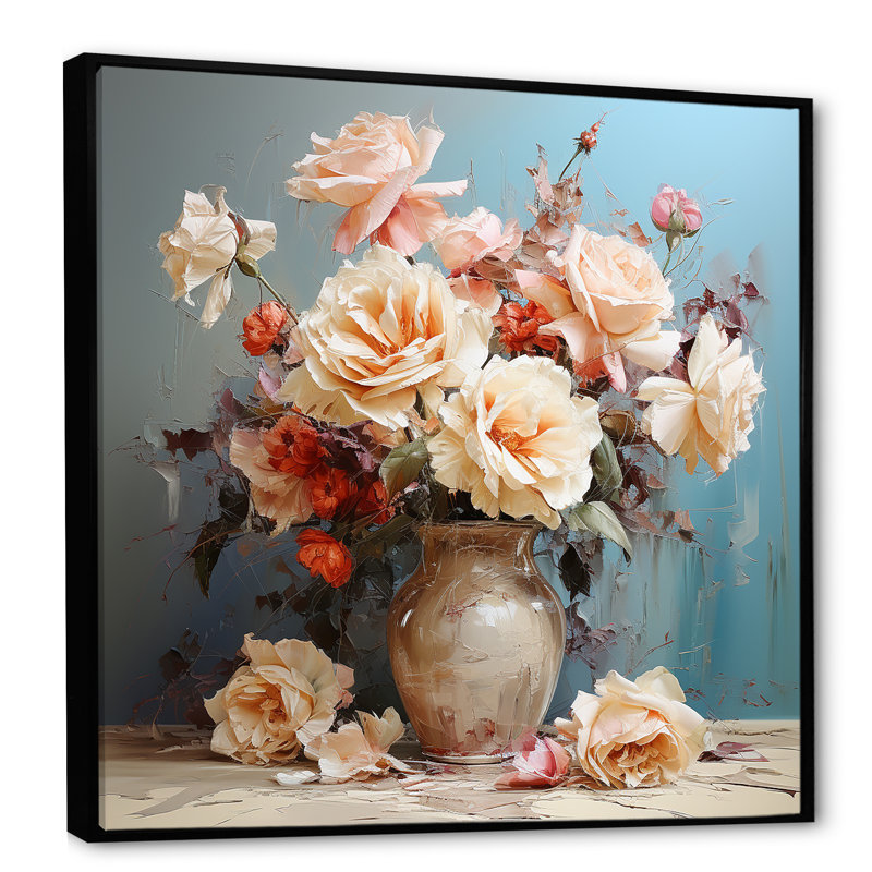 «Gorgeous Rose Bouquet I», reproduction sur toile, Cadre flottant noir, H 24 po x l 24 po x P 1 po