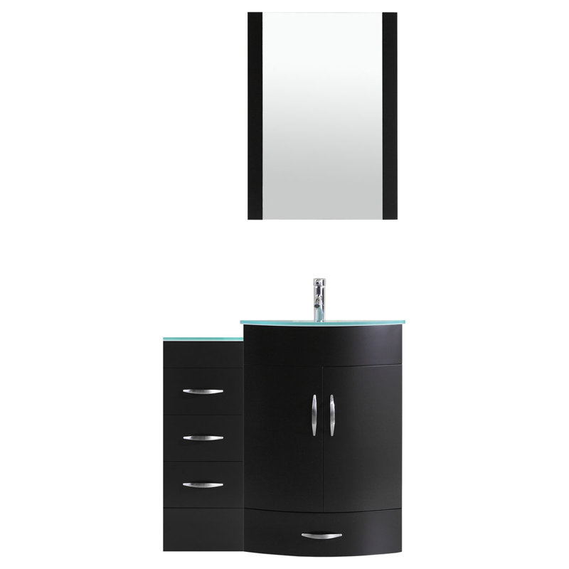 Ensemble de meuble-lavabo simple 42 po avec miroir Marguez, Noir