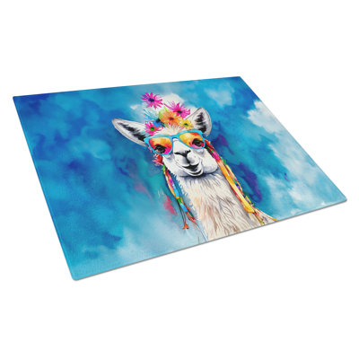 Hippie Animal Llama Glass Cutting Board