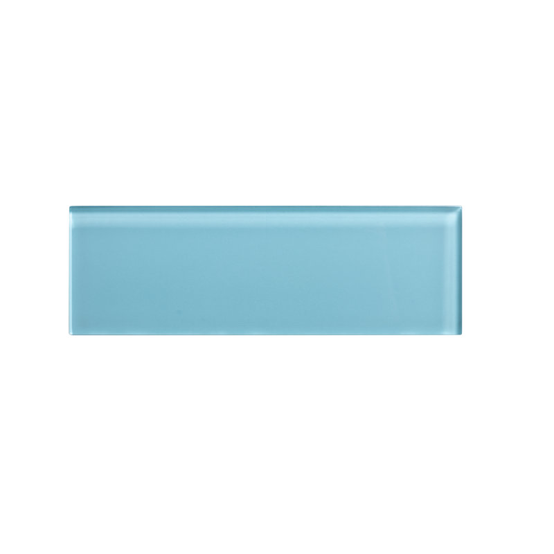 Premium 3" x 9" Glass Subway Tile, Aqua Blue